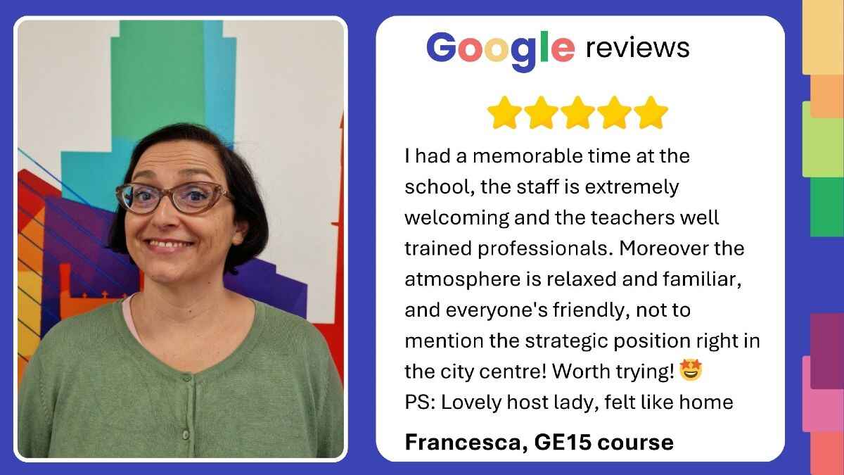 google opinión de inglés para adultos Manchester con foto de una mujer de 40+ años
