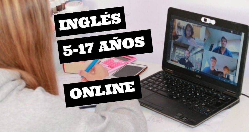 una niña aprendiendo inglés online con portátil