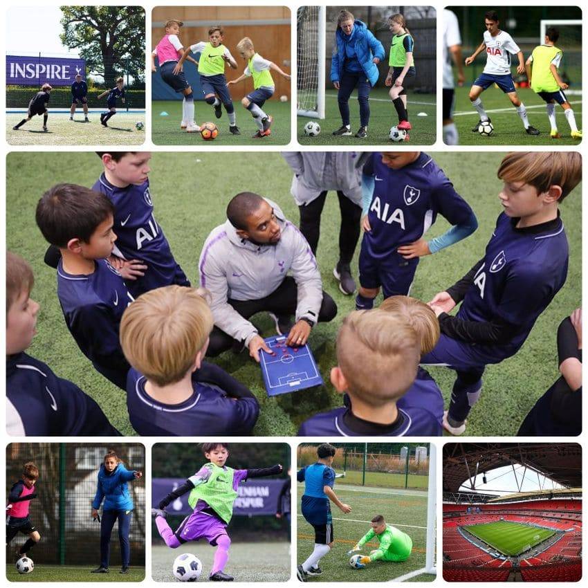 fútbol y inglés en campus Londres, montaje del entrenamiento con Tottenham Hotspur